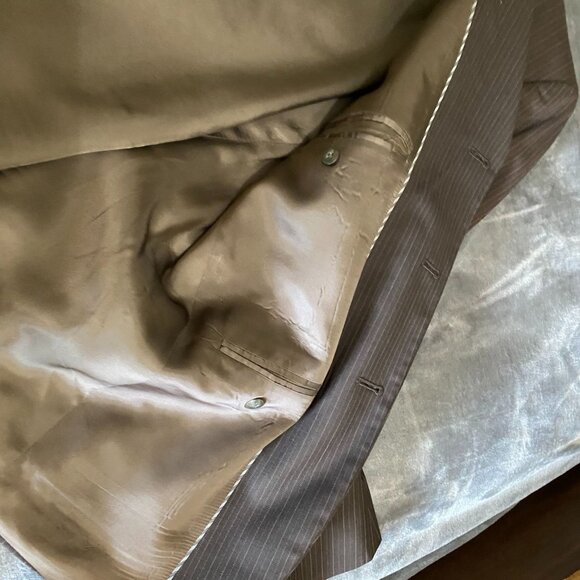 Oscar De La Renta Mens Suit Blazer Jacket Size 40S Wool Pinstripe Three-Button - Picture 12 of 16